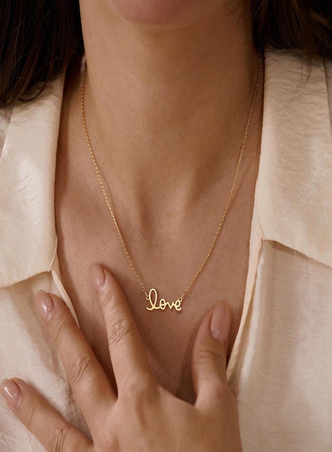MYEARS Women Word Love Necklace Gold Pendant 14K Simple Dainty Chain Everyday Trendy Jewelry - Image 2